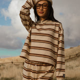 Fancy Striped Long Sleeve Top - Desert Sand Brown