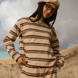 Fancy Striped Long Sleeve Top - Desert Sand Brown