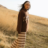 Fancy Striped Button Pants- Desert Sand Brown