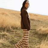 Fancy Striped Button Pants- Desert Sand Brown