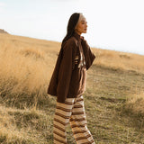 Fancy Striped Button Pants- Desert Sand Brown